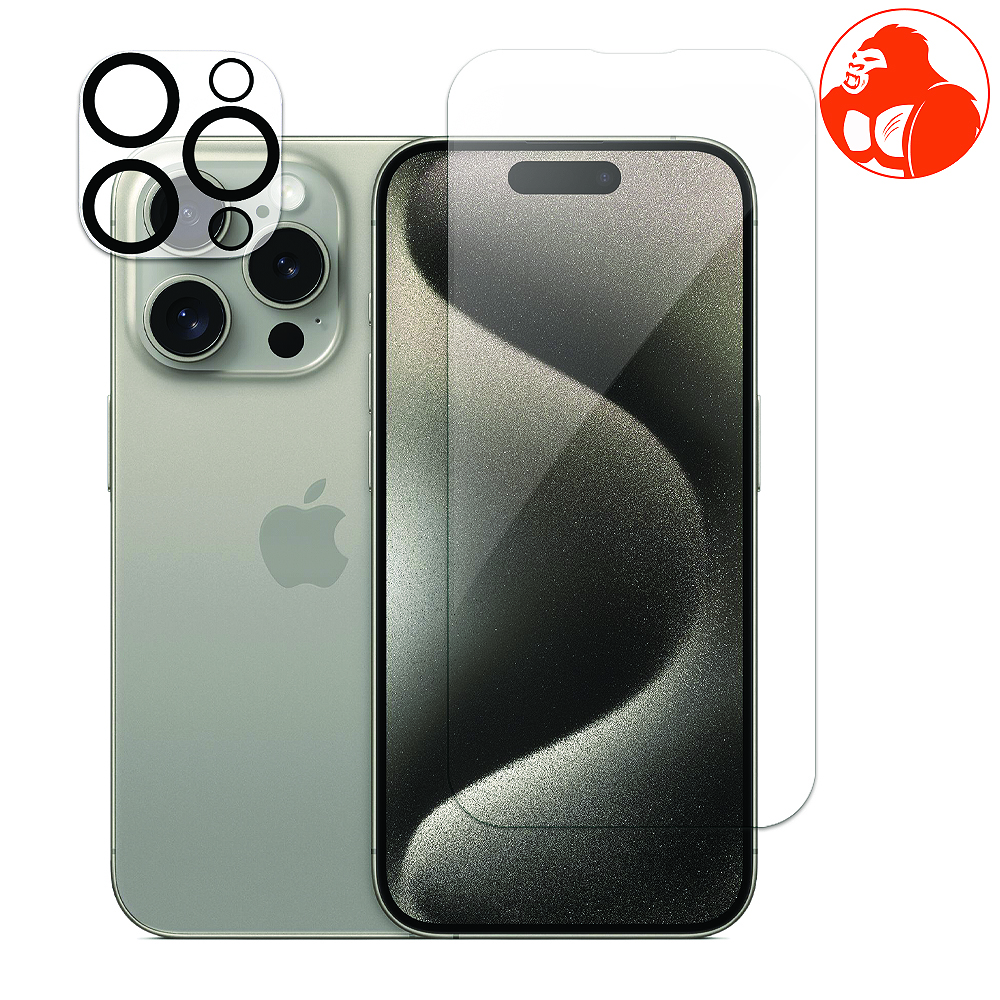 Uolo Shield Gorilla Glass with Camera Lens Shield & Align Tray, iPhone 15 Pro